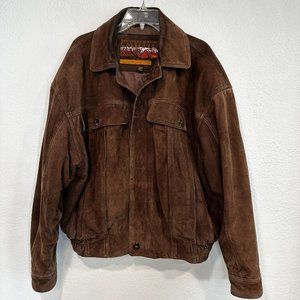 Vintage Northwear Leather Bomber Jacket Thermolite Brown Suede Mens Size L L